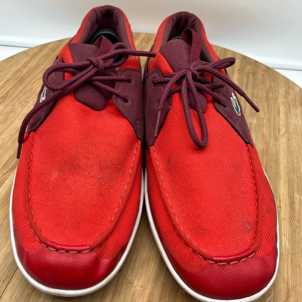 Lacoste Men's Landsailing Red Size 12 Boat Loafers‎ Comfort Shoe.